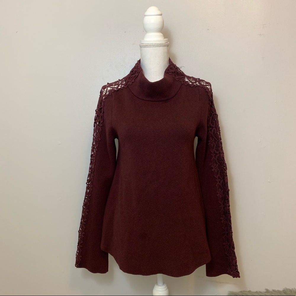 Knitted & Knotted Lace Wine Sweater
